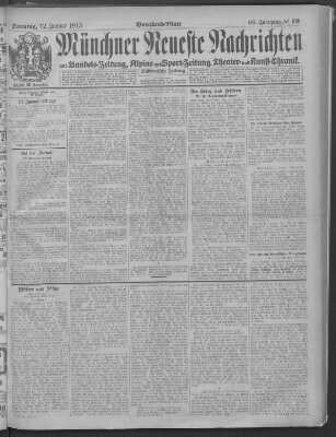 Münchner neueste Nachrichten Sonntag 12. Januar 1913