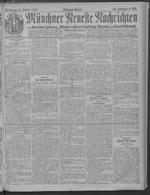 Münchner neueste Nachrichten Sonntag 12. Januar 1913