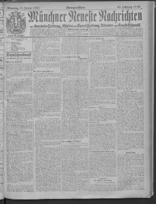 Münchner neueste Nachrichten Montag 13. Januar 1913