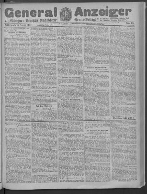 Münchner neueste Nachrichten Mittwoch 15. Januar 1913