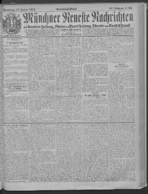 Münchner neueste Nachrichten Samstag 18. Januar 1913