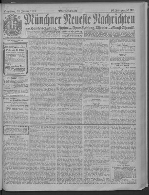 Münchner neueste Nachrichten Samstag 18. Januar 1913