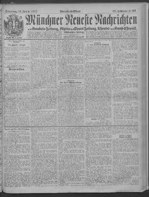 Münchner neueste Nachrichten Sonntag 19. Januar 1913