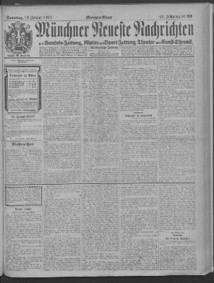 Münchner neueste Nachrichten Sonntag 19. Januar 1913