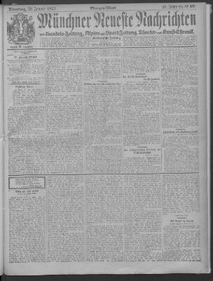 Münchner neueste Nachrichten Dienstag 28. Januar 1913