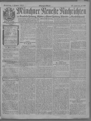 Münchner neueste Nachrichten Samstag 1. Februar 1913