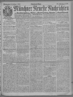 Münchner neueste Nachrichten Mittwoch 12. Februar 1913