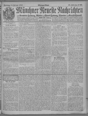 Münchner neueste Nachrichten Freitag 14. Februar 1913