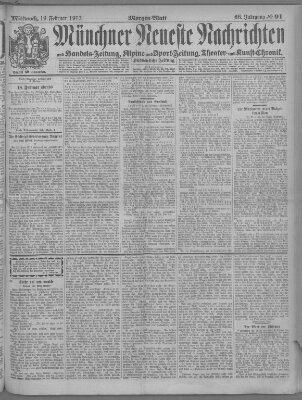 Münchner neueste Nachrichten Mittwoch 19. Februar 1913