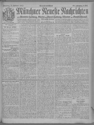 Münchner neueste Nachrichten Freitag 21. Februar 1913