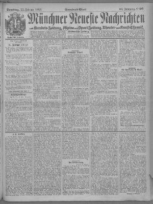 Münchner neueste Nachrichten Samstag 22. Februar 1913