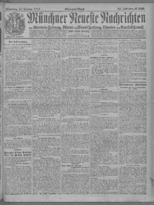 Münchner neueste Nachrichten Montag 24. Februar 1913