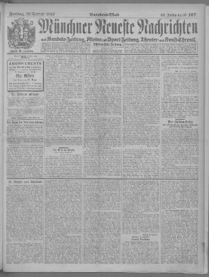 Münchner neueste Nachrichten Freitag 28. Februar 1913