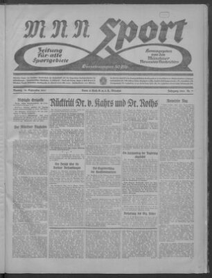 Münchner neueste Nachrichten. MNN-Sport : Zeitung für alle Sportgebiete (Münchner neueste Nachrichten) Montag 12. September 1921