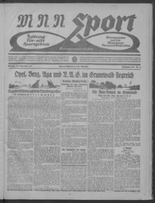 Münchner neueste Nachrichten. MNN-Sport : Zeitung für alle Sportgebiete (Münchner neueste Nachrichten) Montag 26. September 1921