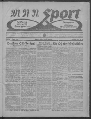 Münchner neueste Nachrichten. MNN-Sport : Zeitung für alle Sportgebiete (Münchner neueste Nachrichten) Montag 3. Oktober 1921