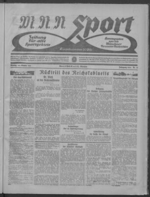 Münchner neueste Nachrichten. MNN-Sport : Zeitung für alle Sportgebiete (Münchner neueste Nachrichten) Montag 24. Oktober 1921