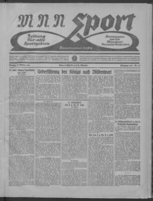 Münchner neueste Nachrichten. MNN-Sport : Zeitung für alle Sportgebiete (Münchner neueste Nachrichten) Montag 31. Oktober 1921