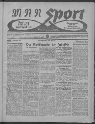 Münchner neueste Nachrichten. MNN-Sport : Zeitung für alle Sportgebiete (Münchner neueste Nachrichten) Montag 7. November 1921