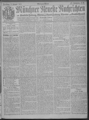 Münchner neueste Nachrichten Freitag 2. Januar 1914