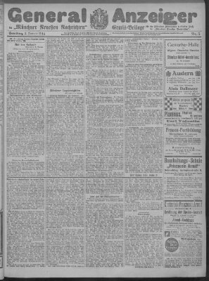 Münchner neueste Nachrichten Samstag 3. Januar 1914