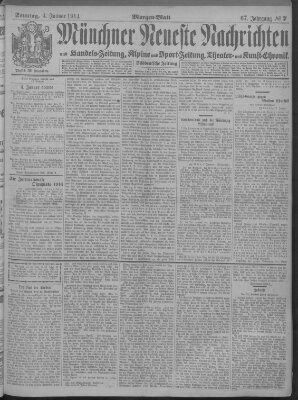 Münchner neueste Nachrichten Sonntag 4. Januar 1914