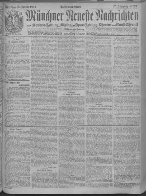 Münchner neueste Nachrichten Freitag 16. Januar 1914