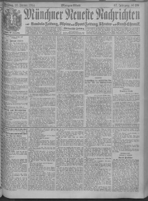 Münchner neueste Nachrichten Freitag 16. Januar 1914