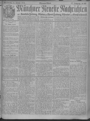 Münchner neueste Nachrichten Mittwoch 21. Januar 1914