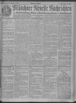 Münchner neueste Nachrichten Montag 26. Januar 1914