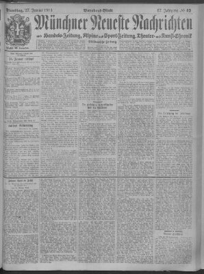 Münchner neueste Nachrichten Dienstag 27. Januar 1914