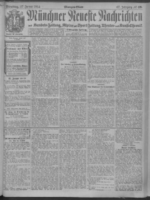 Münchner neueste Nachrichten Dienstag 27. Januar 1914