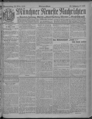 Münchner neueste Nachrichten Donnerstag 20. März 1913