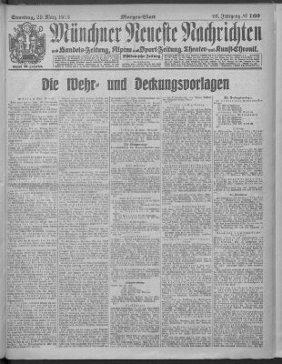 Münchner neueste Nachrichten Samstag 29. März 1913