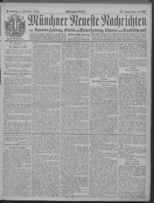 Münchner neueste Nachrichten Sonntag 1. Februar 1914