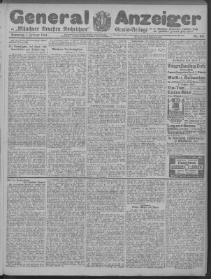 Münchner neueste Nachrichten Sonntag 1. Februar 1914