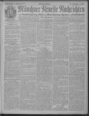 Münchner neueste Nachrichten Mittwoch 4. Februar 1914