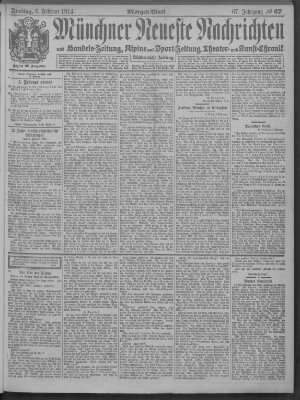 Münchner neueste Nachrichten Freitag 6. Februar 1914