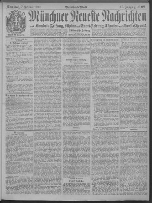 Münchner neueste Nachrichten Samstag 7. Februar 1914