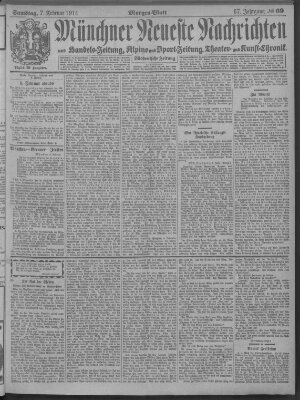 Münchner neueste Nachrichten Samstag 7. Februar 1914