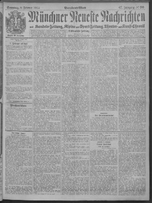 Münchner neueste Nachrichten Sonntag 8. Februar 1914