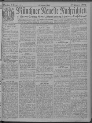 Münchner neueste Nachrichten Montag 9. Februar 1914