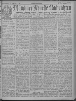 Münchner neueste Nachrichten Mittwoch 11. Februar 1914