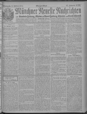 Münchner neueste Nachrichten Mittwoch 11. Februar 1914