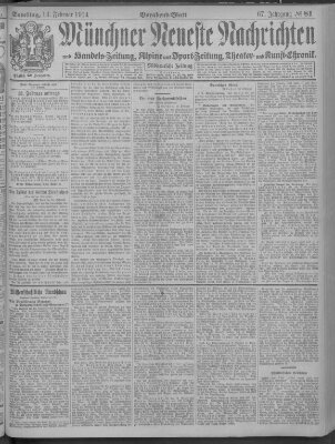 Münchner neueste Nachrichten Samstag 14. Februar 1914
