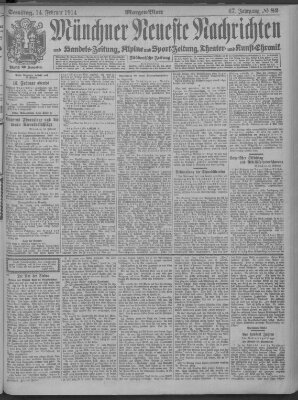 Münchner neueste Nachrichten Samstag 14. Februar 1914