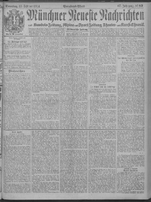 Münchner neueste Nachrichten Sonntag 15. Februar 1914