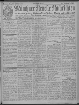 Münchner neueste Nachrichten Donnerstag 19. Februar 1914