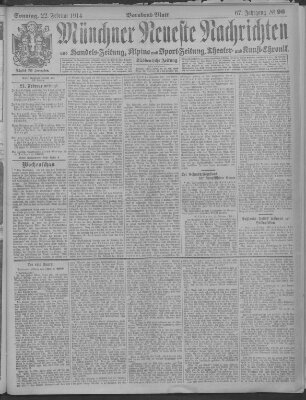 Münchner neueste Nachrichten Sonntag 22. Februar 1914