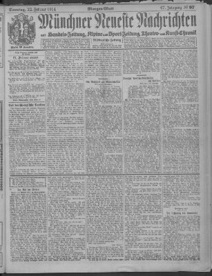 Münchner neueste Nachrichten Sonntag 22. Februar 1914